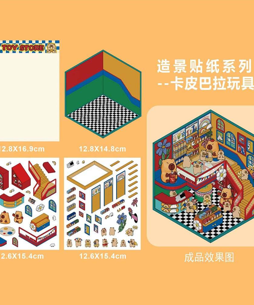 Play Space DIY 3D Scene Stickers 4 Cute Miniature Scenes