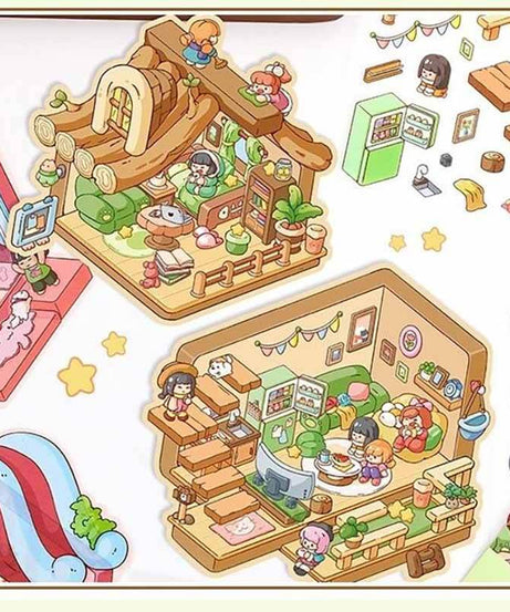 Playful Delights DIY 3D Scene Stickers 2 Cute Miniature Scenes