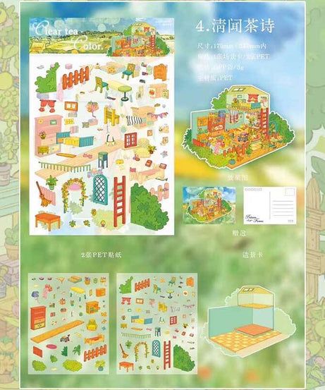 Poetic Earth DIY 3D Scene Stickers 4 Cute Miniature Scenes