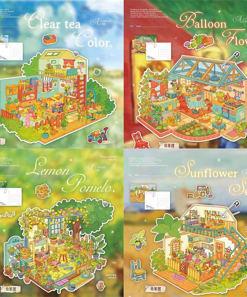 Poetic Earth DIY 3D Scene Stickers 4 Cute Miniature Scenes