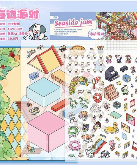 Proofing & Palm Trees DIY 3D Scene Stickers 2 Cute Miniature Scenes