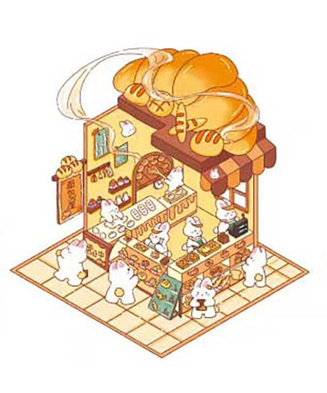 Bunny Beanie's Shop DIY 3D Scene Stickers - 4 Cute Miniature Scenes