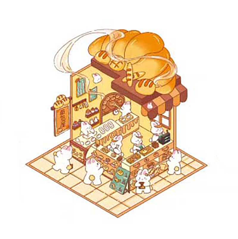 Bunny Beanie's Shop DIY 3D Scene Stickers - 4 Cute Miniature Scenes