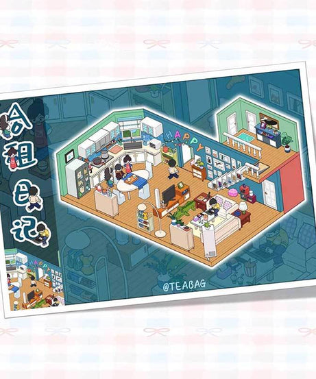 Rental Diary (Set of 2) DIY 3D Scene Stickers Cute Miniature Scenes