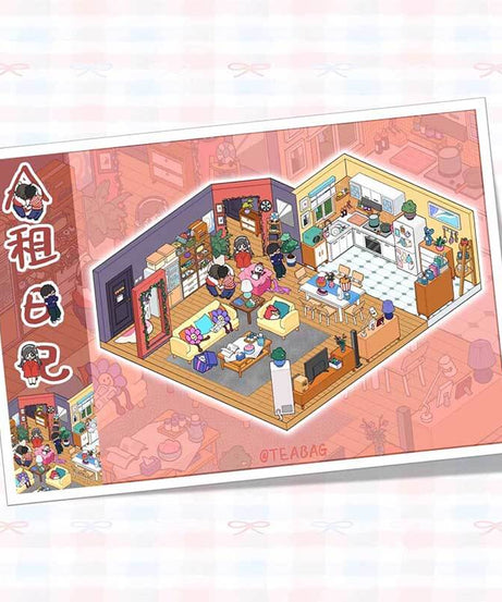Rental Diary (Set of 2) DIY 3D Scene Stickers Cute Miniature Scenes