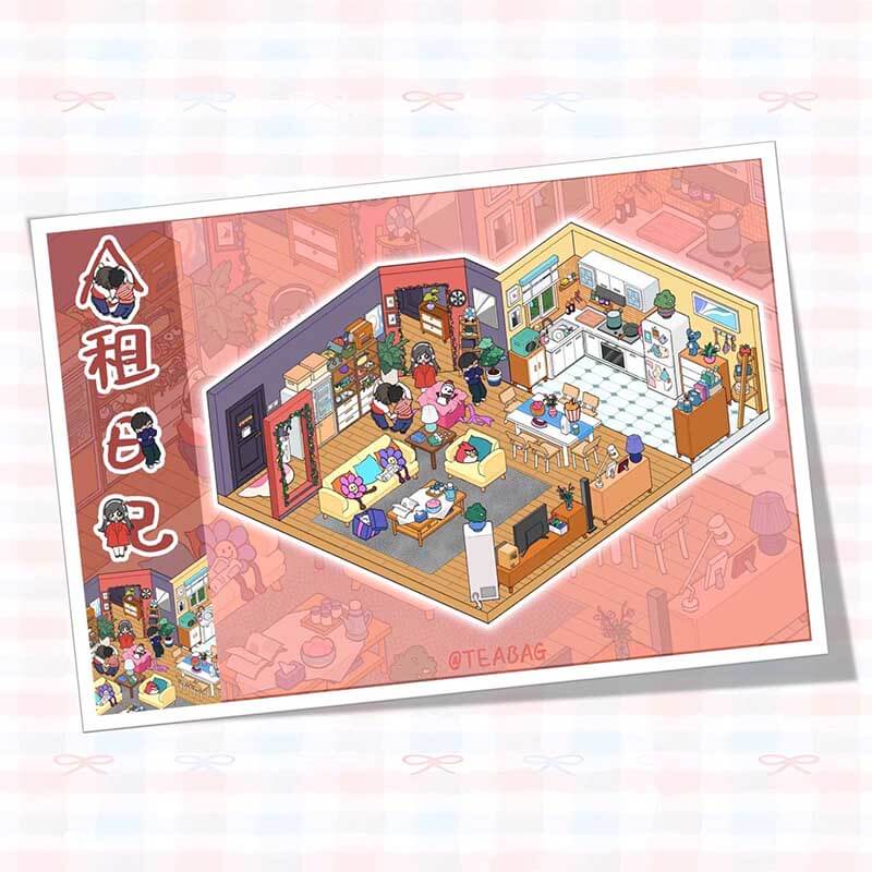 Rental Diary (Set of 2) DIY 3D Scene Stickers Cute Miniature Scenes