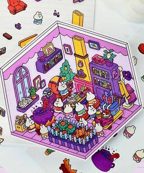 Roomful of  Wonder DIY 3D Sticker Collection 4 Cute Miniature Scenes