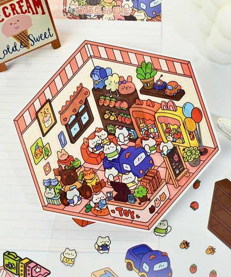 Roomful of  Wonder DIY 3D Sticker Collection 4 Cute Miniature Scenes
