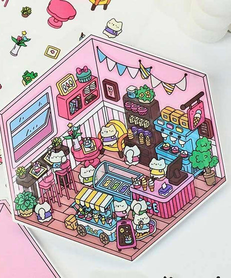 Roomful of  Wonder DIY 3D Sticker Collection 4 Cute Miniature Scenes