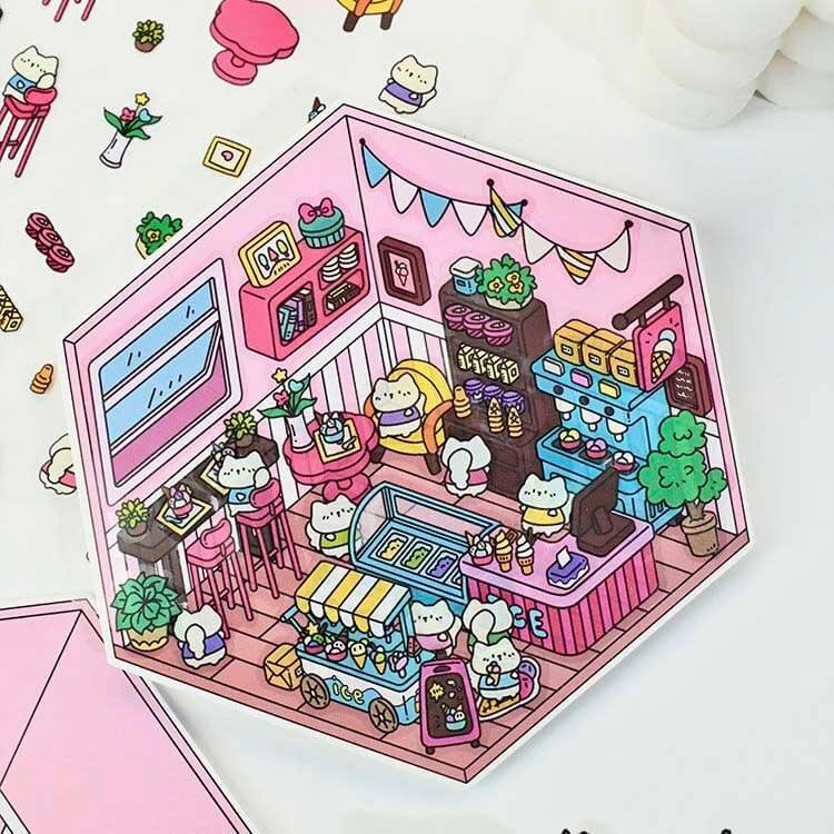 Roomful of  Wonder DIY 3D Sticker Collection 4 Cute Miniature Scenes