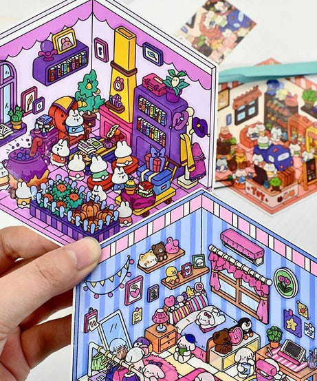 Roomful of  Wonder DIY 3D Sticker Collection 4 Cute Miniature Scenes