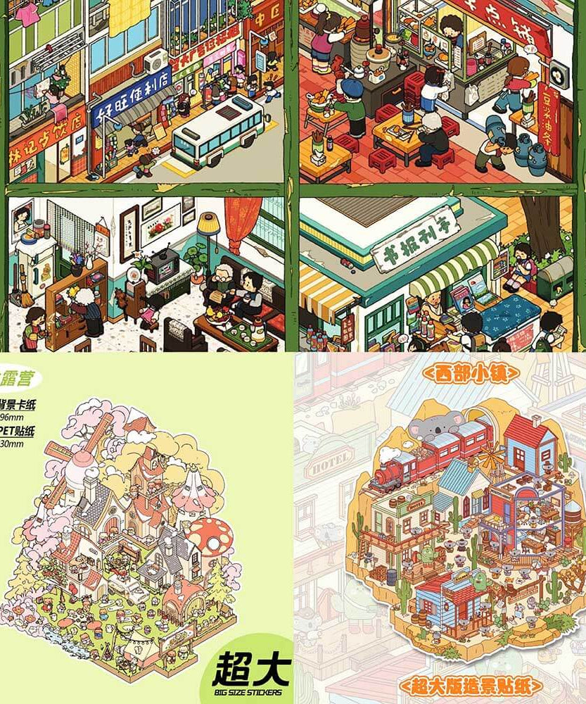 Rooted & Roaming DIY 3D Scene Stickers 3 Cute Miniature Scenes