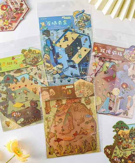 Rose Reverie DIY 3D Scene Stickers 4 Cute Miniature Scenes