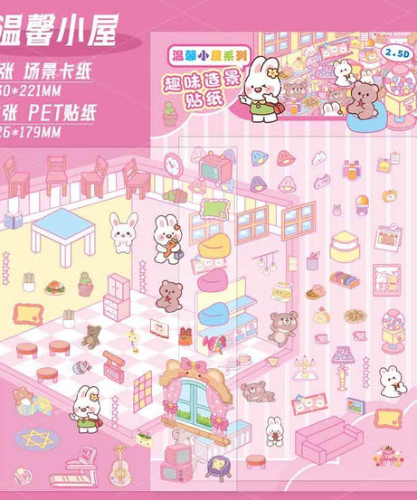 Tiny Joys Market DIY 3D Scene Stickers 4 Cute Miniature Scenes