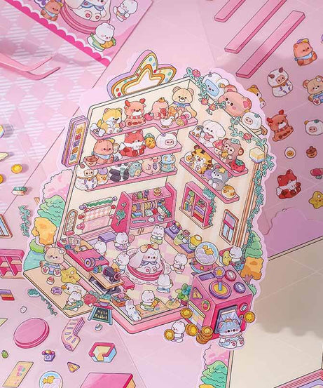 Tiny Joys Market DIY 3D Scene Stickers 4 Cute Miniature Scenes