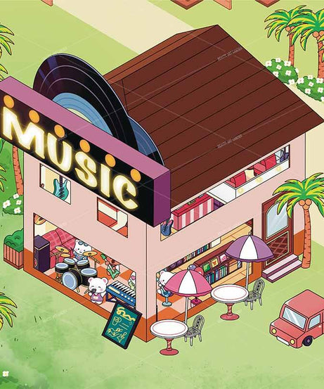 Seaside Shopping Street 3D Scene Stickers 4 Cute Miniature Scenes