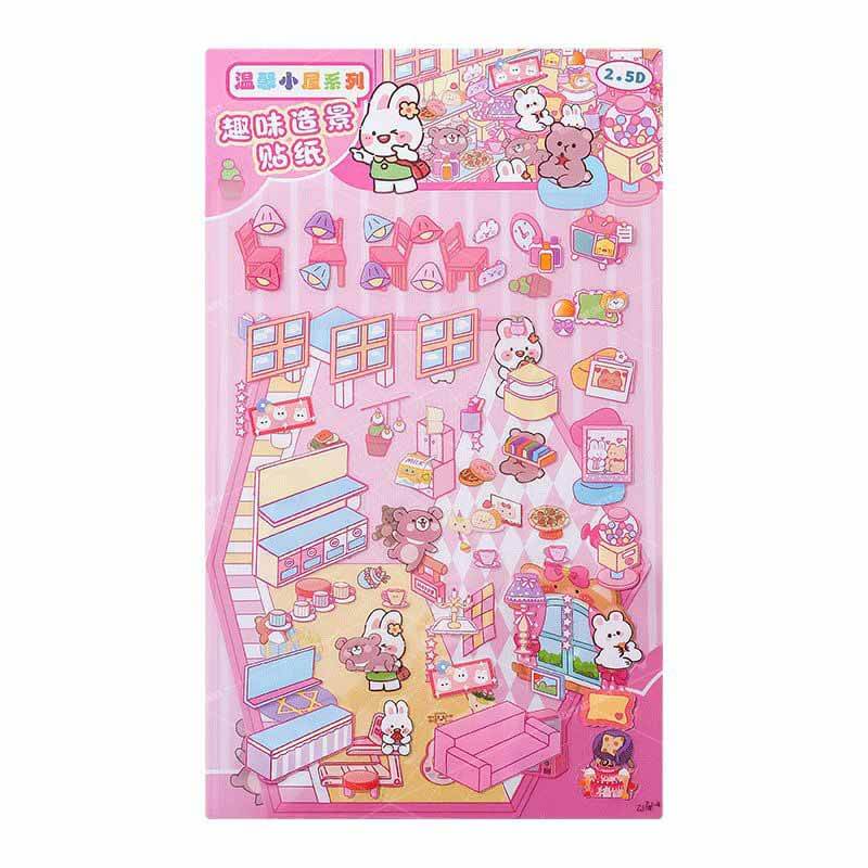 Tiny Joys Market DIY 3D Scene Stickers 4 Cute Miniature Scenes