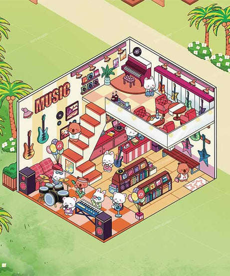 Seaside Shopping Street 3D Scene Stickers 4 Cute Miniature Scenes