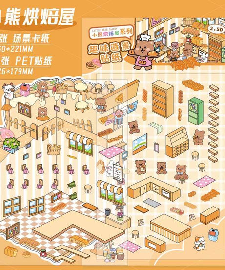 Tiny Joys Market DIY 3D Scene Stickers 4 Cute Miniature Scenes