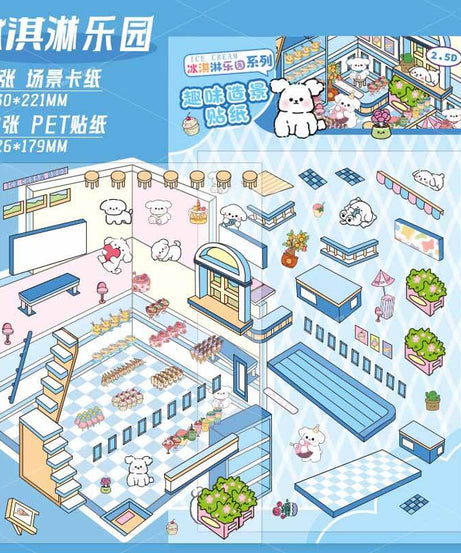Tiny Joys Market DIY 3D Scene Stickers 4 Cute Miniature Scenes