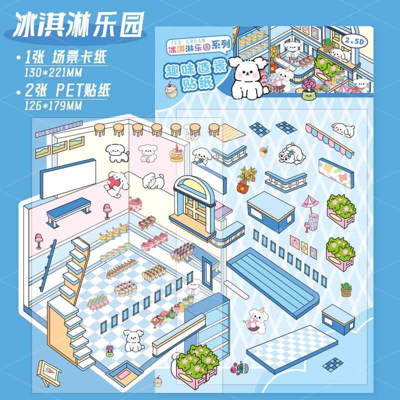 Tiny Joys Market DIY 3D Scene Stickers 4 Cute Miniature Scenes