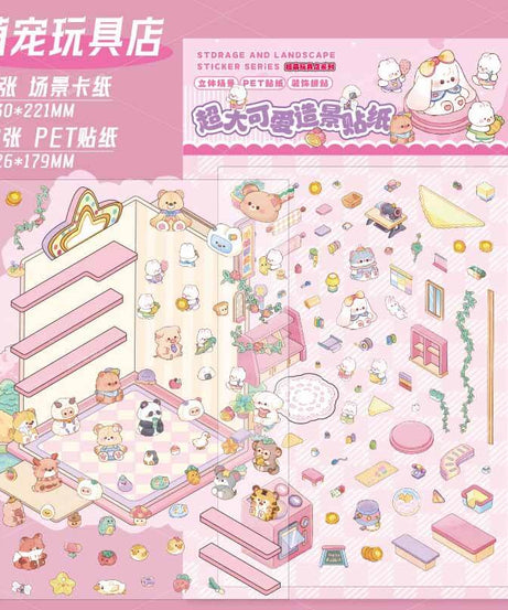 Tiny Joys Market DIY 3D Scene Stickers 4 Cute Miniature Scenes