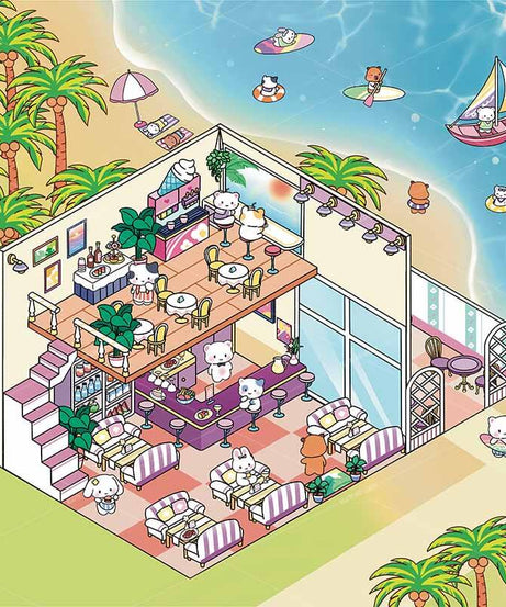 Seaside Shopping Street 3D Scene Stickers 4 Cute Miniature Scenes