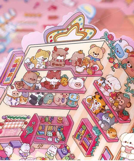 Tiny Joys Market DIY 3D Scene Stickers 4 Cute Miniature Scenes