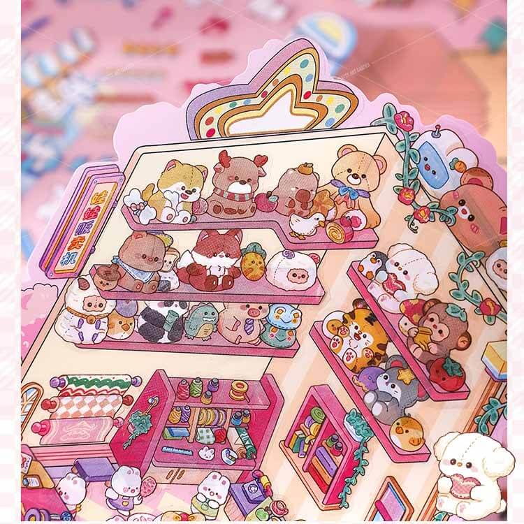 Tiny Joys Market DIY 3D Scene Stickers 4 Cute Miniature Scenes