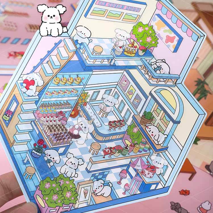Tiny Joys Market DIY 3D Scene Stickers 4 Cute Miniature Scenes
