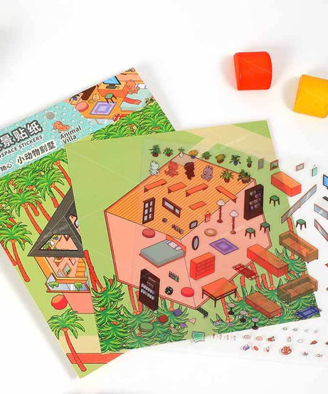 Seaside Shopping Street 3D Scene Stickers 4 Cute Miniature Scenes