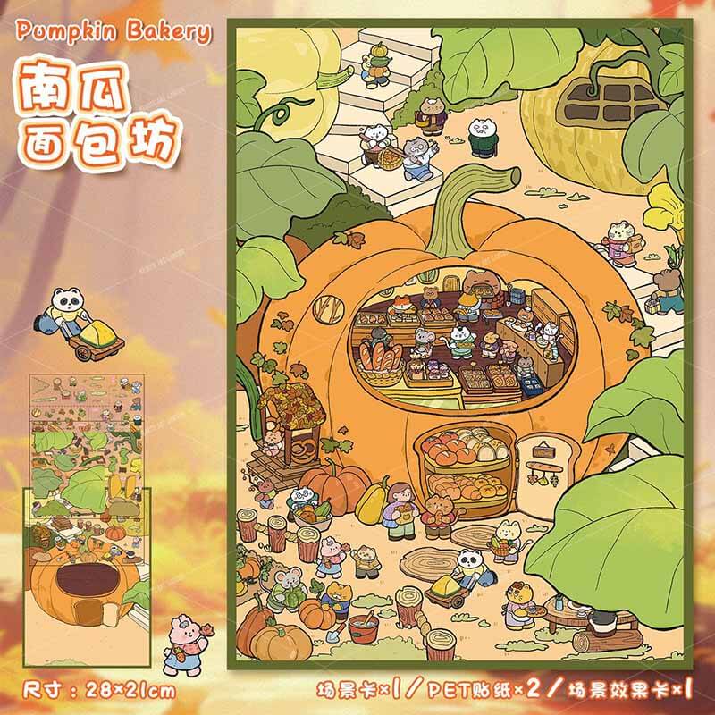 Shopping Tea Party DIY 3D Scene Stickers 2 Cute Miniature Scenes