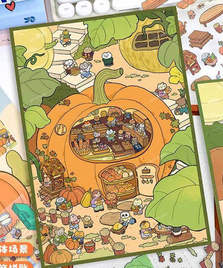 Shopping Tea Party DIY 3D Scene Stickers 2 Cute Miniature Scenes