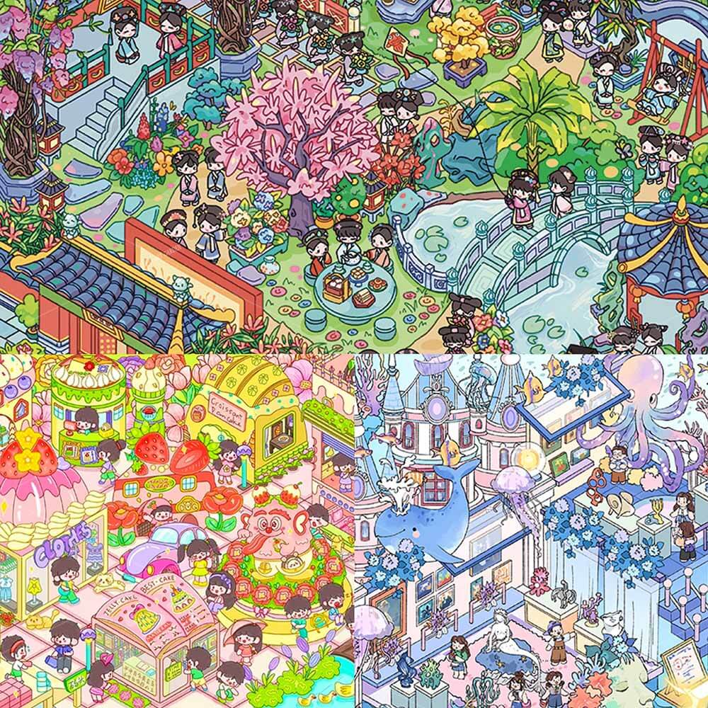 Sugar Coral Garden DIY 3D Scene Stickers 3 Cute Miniature Scenes