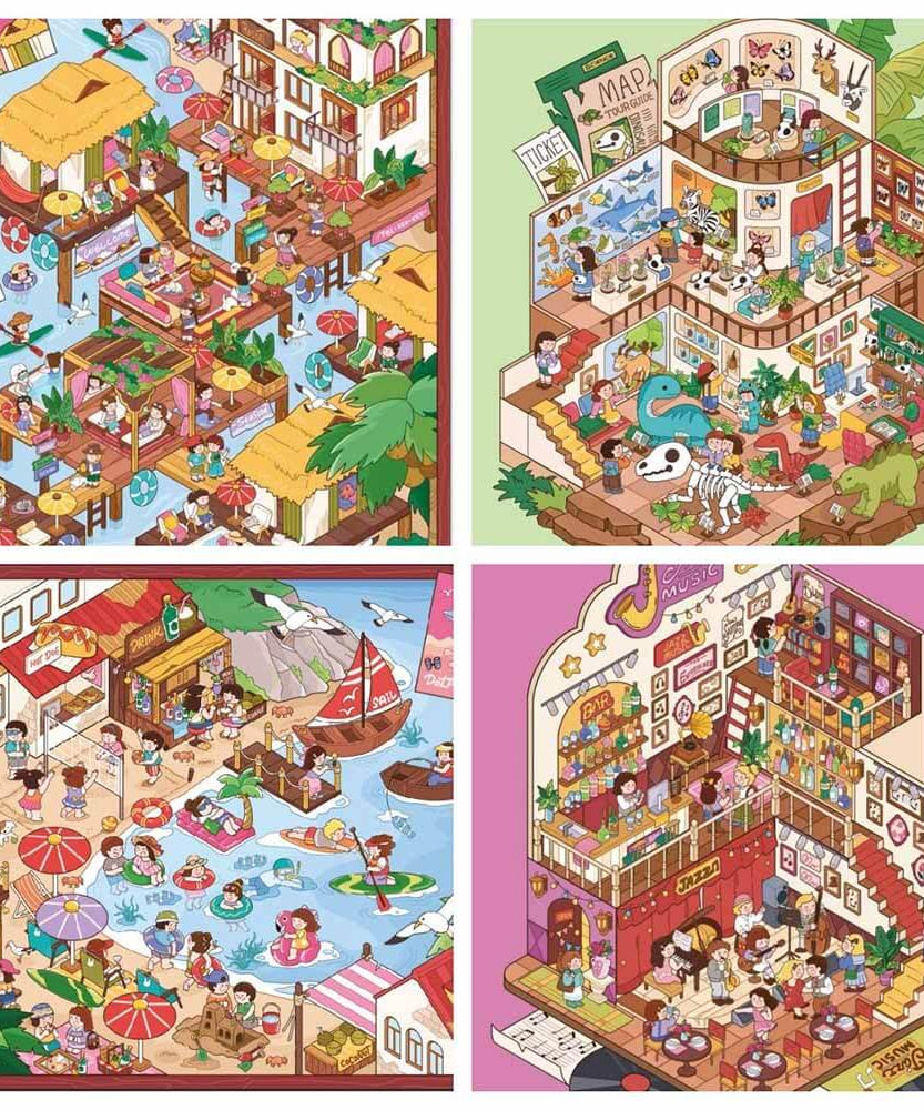 Summer Getaway DIY 3D Scene Stickers 4 Cute Miniature Scenes