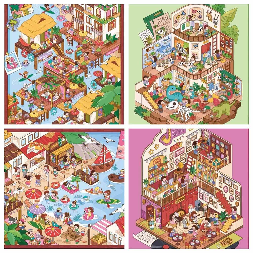 Summer Getaway DIY 3D Scene Stickers 4 Cute Miniature Scenes