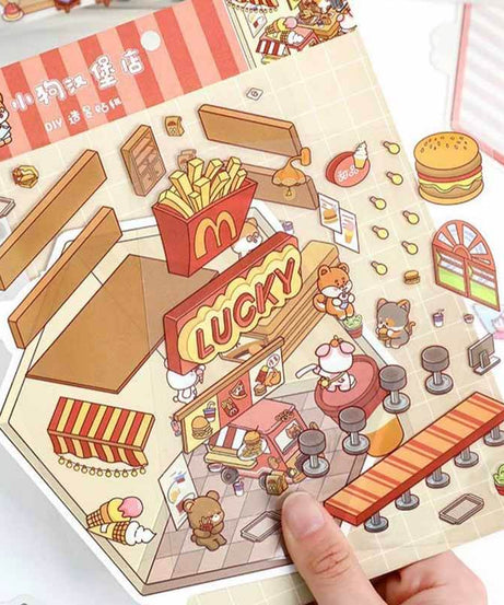 Sweet Critter Café DIY 3D Scene Stickers 4 Cute Miniature Scenes