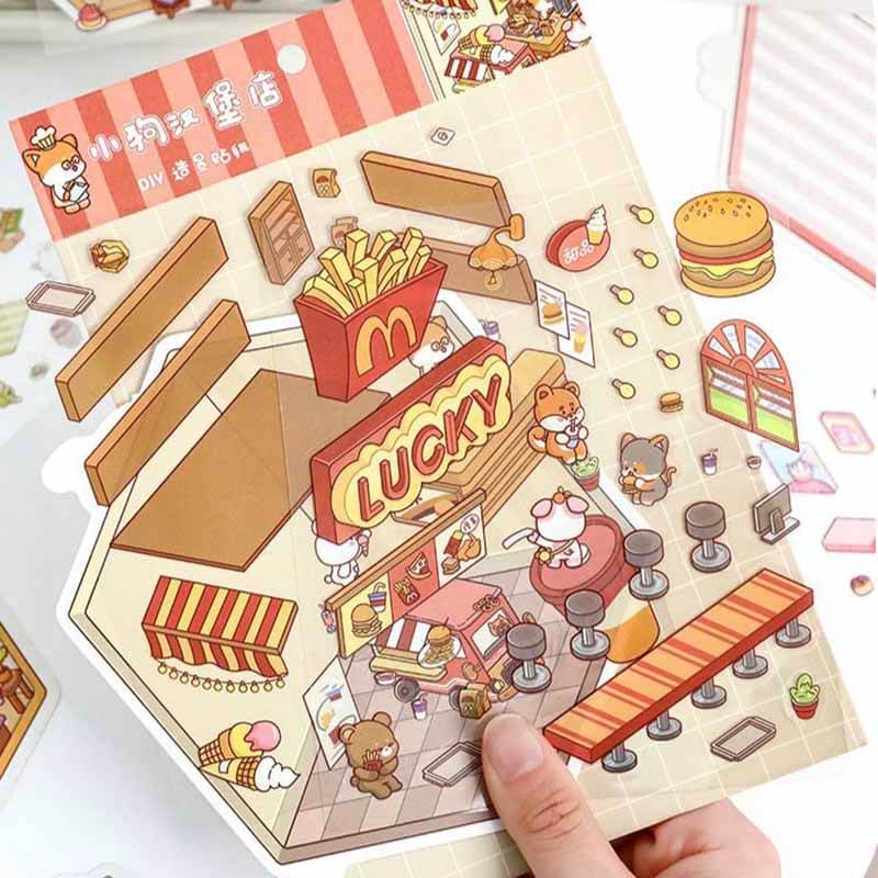 Sweet Critter Café DIY 3D Scene Stickers 4 Cute Miniature Scenes