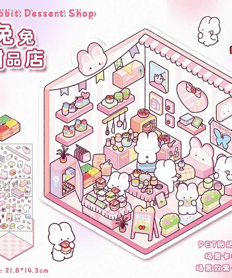 Sweet Critter Café DIY 3D Scene Stickers 4 Cute Miniature Scenes