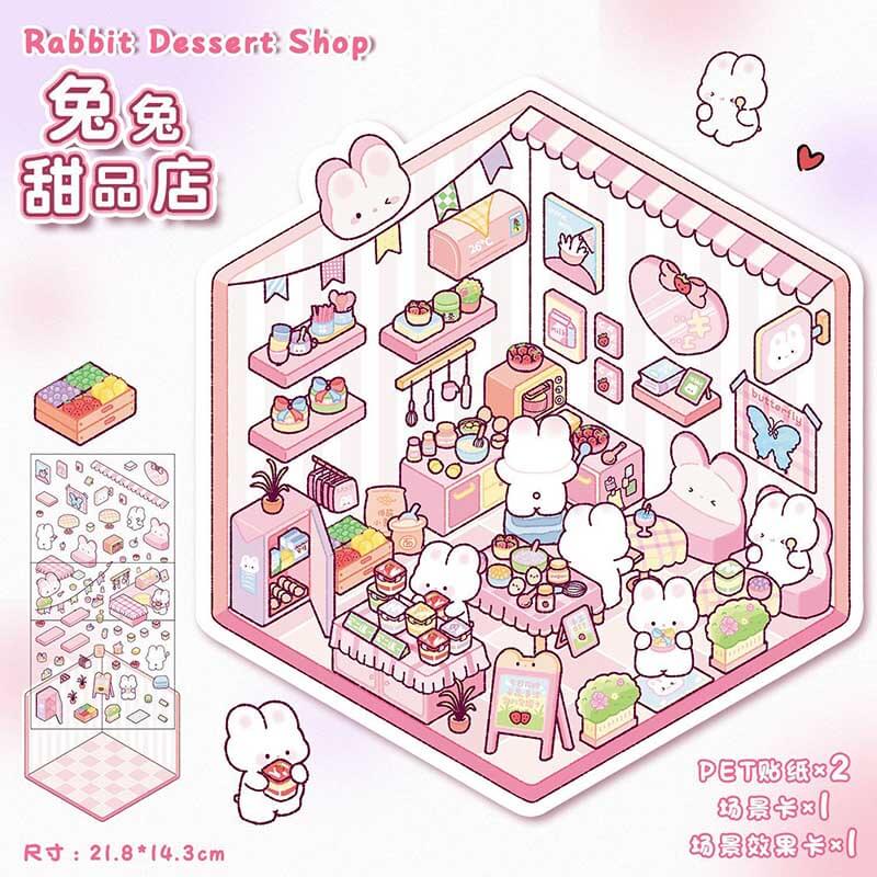Sweet Critter Café DIY 3D Scene Stickers 4 Cute Miniature Scenes