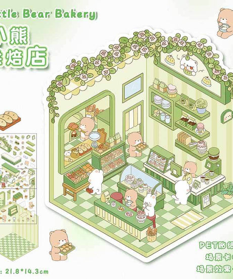 Sweet Critter Café DIY 3D Scene Stickers 4 Cute Miniature Scenes
