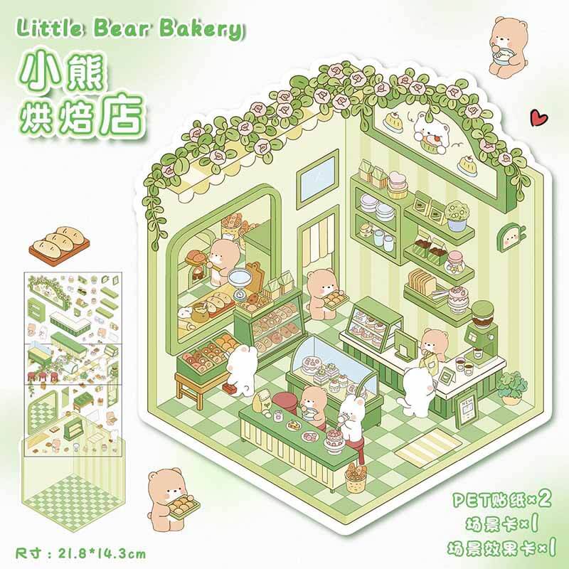 Sweet Critter Café DIY 3D Scene Stickers 4 Cute Miniature Scenes
