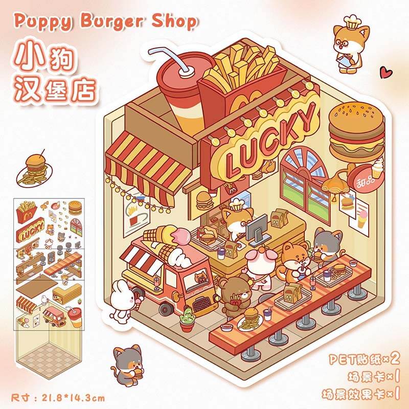 Sweet Critter Café DIY 3D Scene Stickers 4 Cute Miniature Scenes