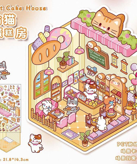 Sweet Critter Café DIY 3D Scene Stickers 4 Cute Miniature Scenes
