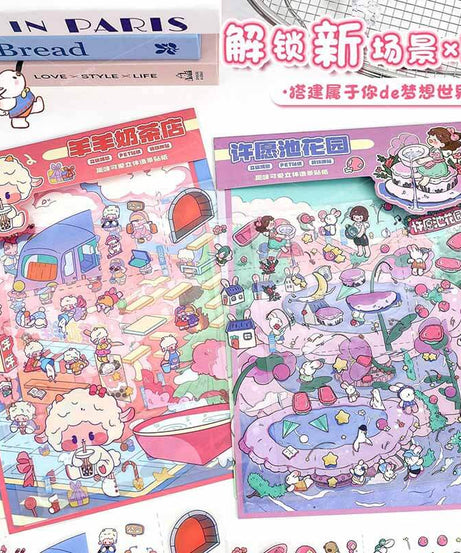 Sweet Wish Tales DIY 3D Scene Stickers 2 Cute Miniature Scenes