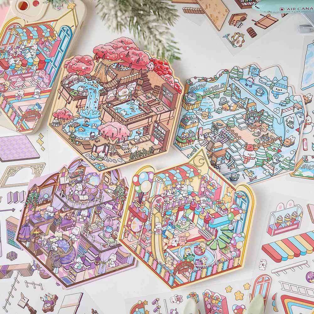 Magic Party Collection Scene Stickers - 4 Cute Miniature Scenes