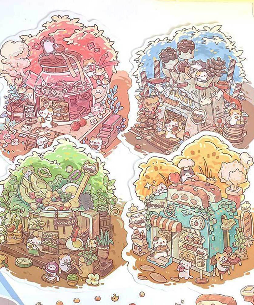Teacup Tales DIY 3D Scene Stickers 4 Cute Miniature Scenes