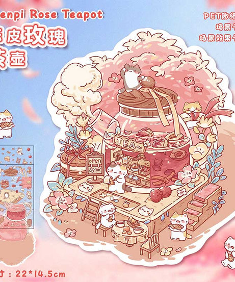Teacup Tales DIY 3D Scene Stickers 4 Cute Miniature Scenes