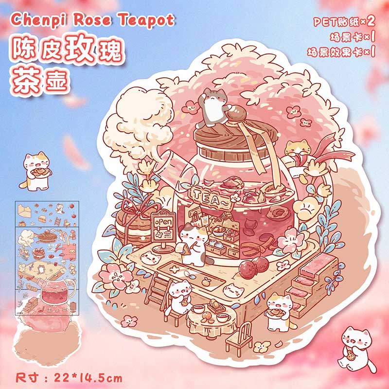 Teacup Tales DIY 3D Scene Stickers 4 Cute Miniature Scenes