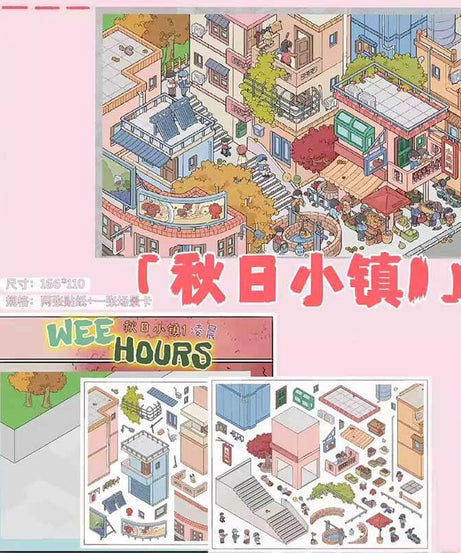 Tiny Town Tales DIY 3D Scene Stickers 4 Cute Miniature Scenes